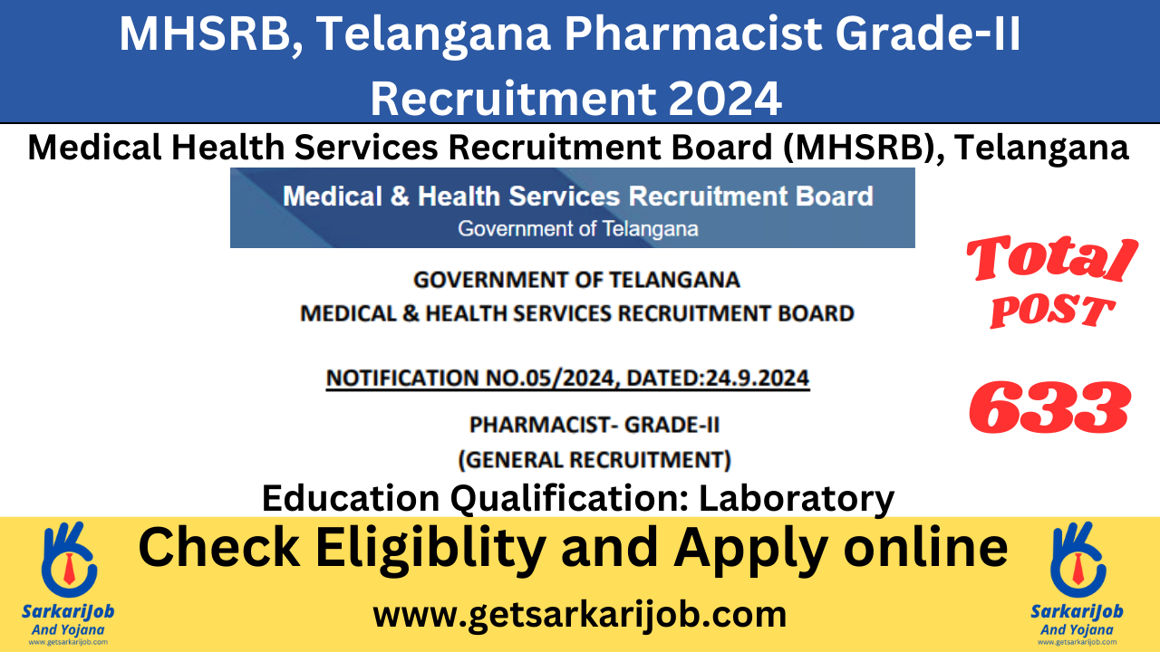 MHSRB Telangana Pharmacist Grade-II Recruitment