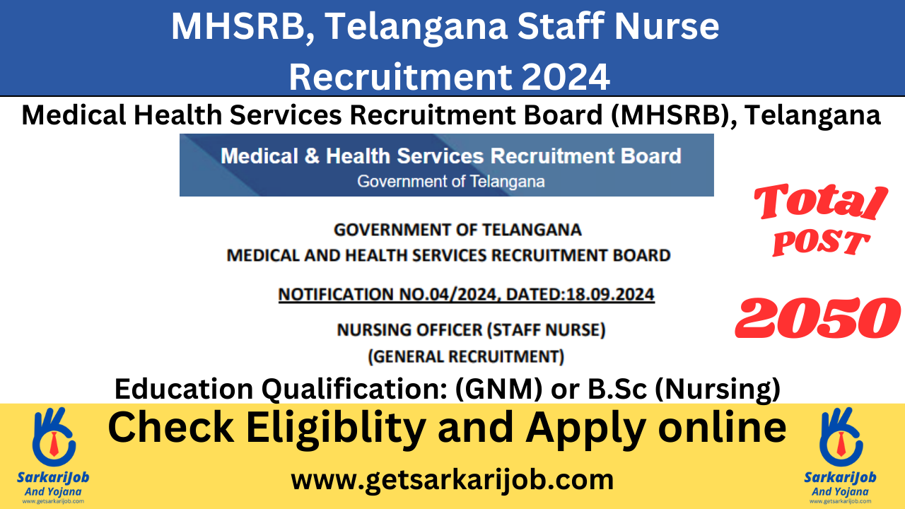 MHSRB Telangana Staff Nurse Recruitment 2024