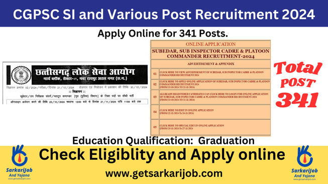 CGPSC SI and Various Post Recruitment 2024